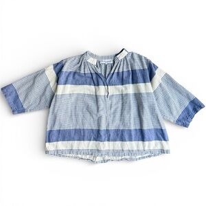Apiece Apart Boxy Top Shirt Women’s Size Large Agata Shirring Relaxed Striped